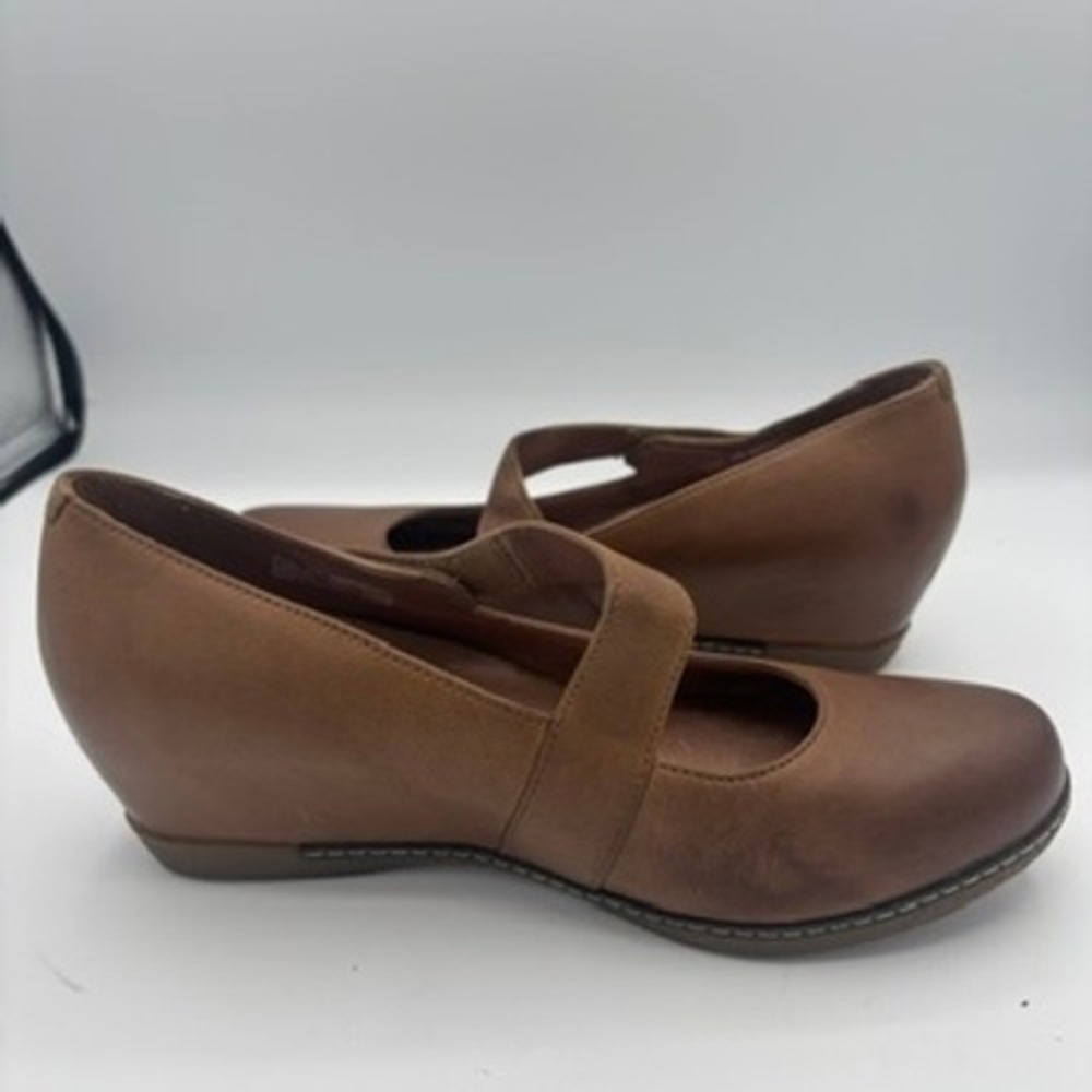 Dansko Lanie Mary Jane Women Sz 38 Brown Leather Wedge Comfort Shoes - Picture 6 of 14